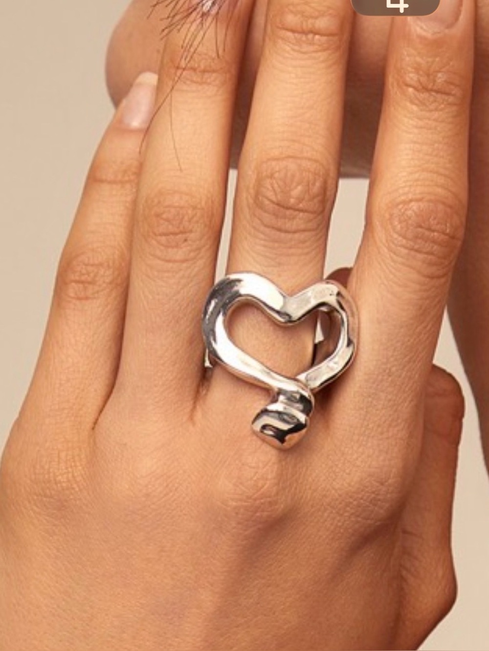 UNOde50 Silver Plated 6.5” Open Heart Ring -